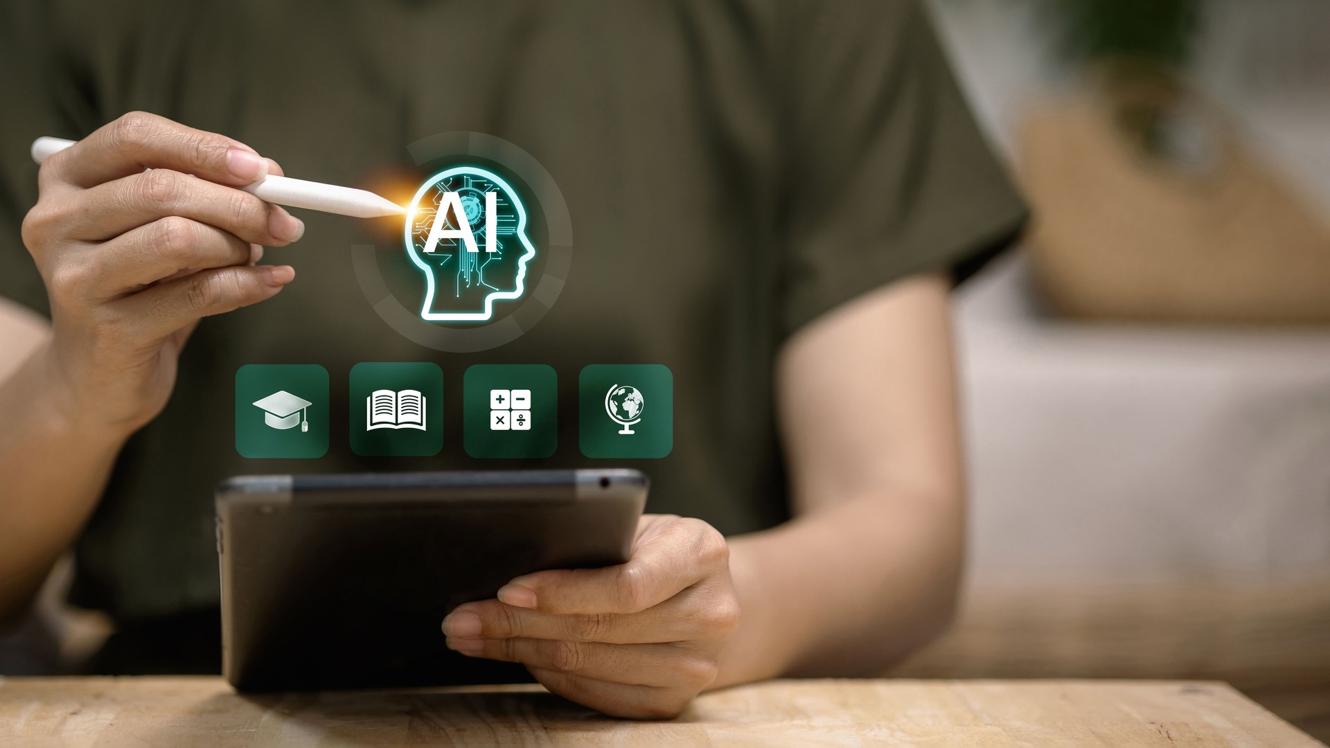 AI Digital Education Concept on Tablet for Online Learning and E-Learning Technology